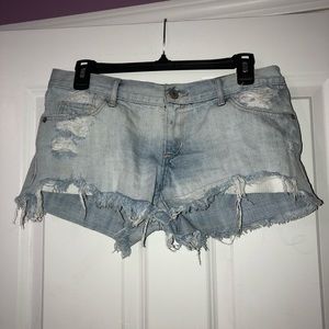 Abercrombie Distressed Light Wash Jean Shorts